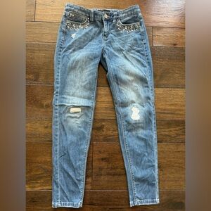 WHBM Jewel Studded Girlfriend Jeans- size 0